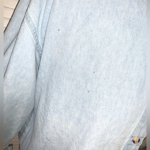 90s Light Blue Denim Shirt with Angel and dove patches long sleeve button down S - Picture 11 of 12